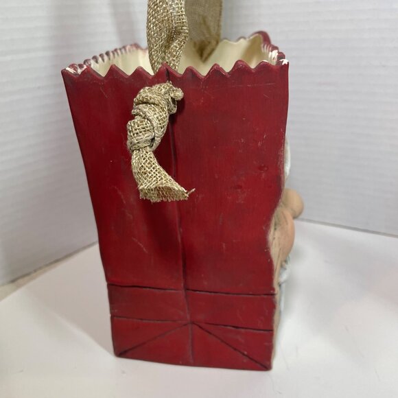 Vintage Handmade and painted Ceramic Santa & Reindeer Decorative Holiday Gift Ba - Picture 7 of 16